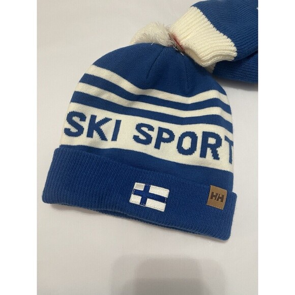 HELLY HANSEN Finland Going for Gold Hat Mittens Set Olympic Blue NEW Snow Ski - Picture 2 of 6